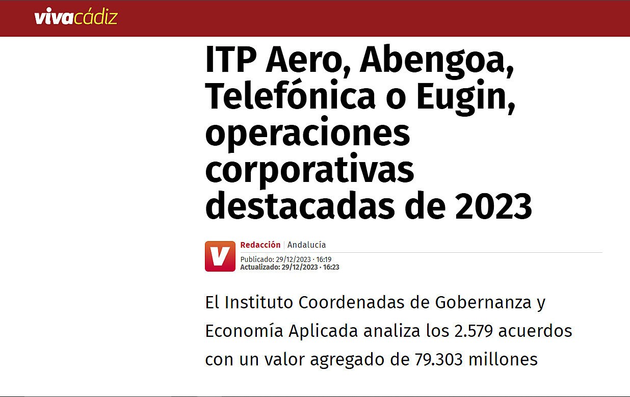 ITP Aero, Abengoa, Telefnica o Eugin, operaciones corporativas destacadas de 2023